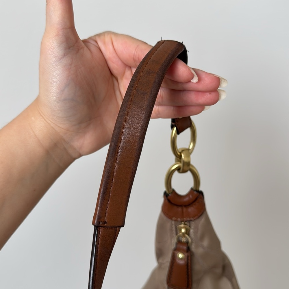 COACH Beige Signature Canvas and Leather Kristin Hobo Purse - Picture 12 of 13